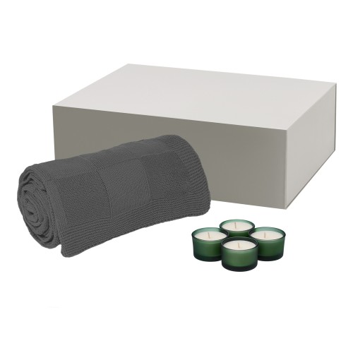 Подарочный набор Сенто (Sento), Селла (Cella), зеленый (свеча, плед)