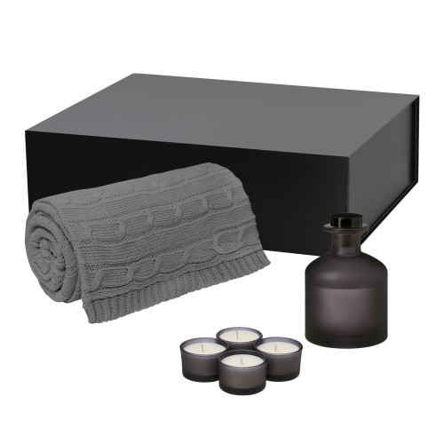 Подарочный набор Сенто (Sento), Фадо (Fado), серый (свеча, диффузор, плед)