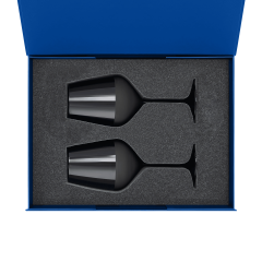 Подарочный набор 2 бокала для вина Блэк Эдишн (Black edition) в синей коробке