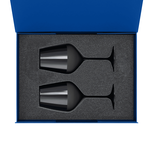 Подарочный набор 2 бокала для вина Блэк Эдишн (Black edition) в синей коробке