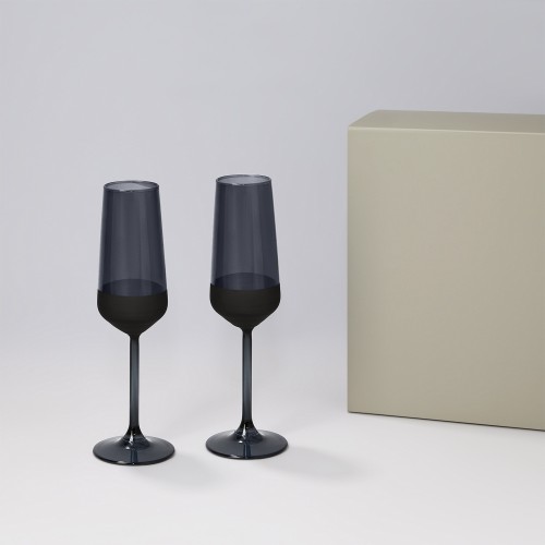Подарочный набор 2 бокала для шампанского Блэк Эдишн (Black Edition) в серой коробке