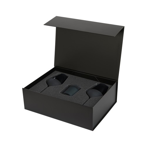 Подарочный набор свеча Энигма (Enigma) + 2 бокала для вина Сапфир (Sapphire) в черной коробке