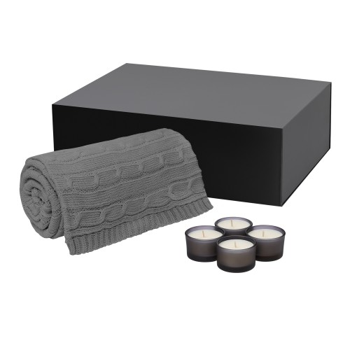 Подарочный набор Сенто (Sento), Фадо (Fado), серый (свеча, плед)