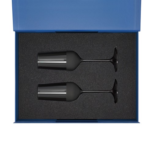 Подарочный набор 2 бокала для шампанского Блэк Эдишн (Black Edition) в синей коробке