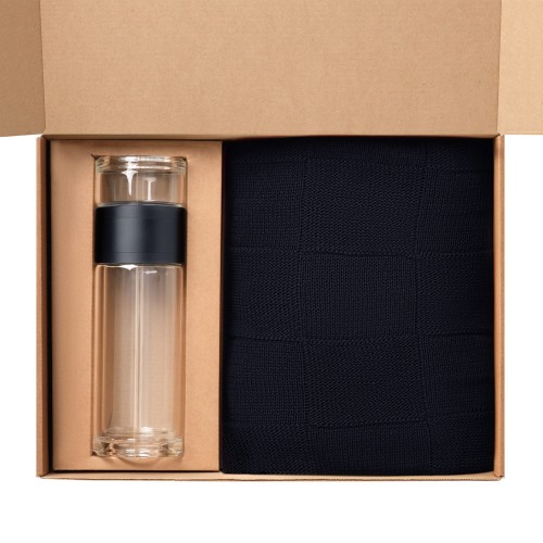 Подарочный набор Терсо (Terso), Селла (Cella), синий (плед, термобутылка)