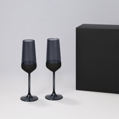 Подарочный набор 2 бокала для шампанского Блэк Эдишн (Black Edition) в черной коробке