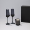 Подарочный набор свеча Энигма (Enigma) + 2 бокала для шампанского Блэк Эдишн (Black Edition) в черной коробке