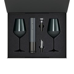 Подарочный набор 2 бокала для вина  Эмеральд (Emerald) + набор для вина Сакраменто (Sacramento) в черной коробке