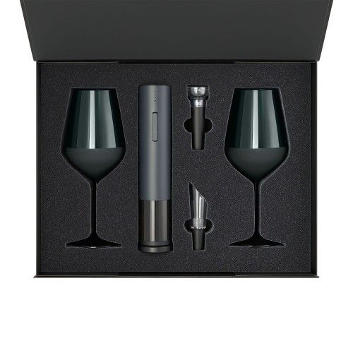 Подарочный набор 2 бокала для вина  Эмеральд (Emerald) + набор для вина Сакраменто (Sacramento) в черной коробке