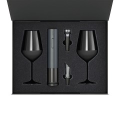 Подарочный набор 2 бокала для вина Блэк Эдишн (Black Edition) + набор для вина Сакраменто (Sacramento) в черной коробке