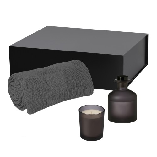 Подарочный набор Энигма (Enigma), Селла (Cella), серый (свеча, диффузор, плед)