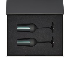 Подарочный набор 2 бокала для шампанского Эмеральд (Emerald) в черной коробке