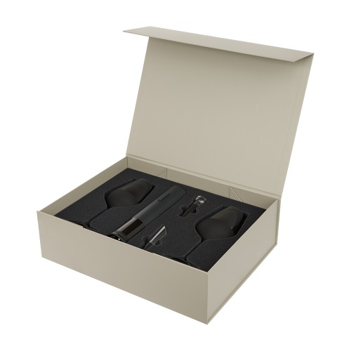 Подарочный набор 2 бокала для вина Блэк Эдишн (Black Edition) + набор для вина Сакраменто (Sacramento) в серой коробке