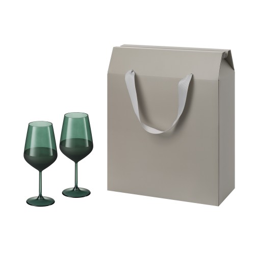 Подарочный набор 2 бокала для вина Эмеральд (Emerald) в большом подарочном пакете