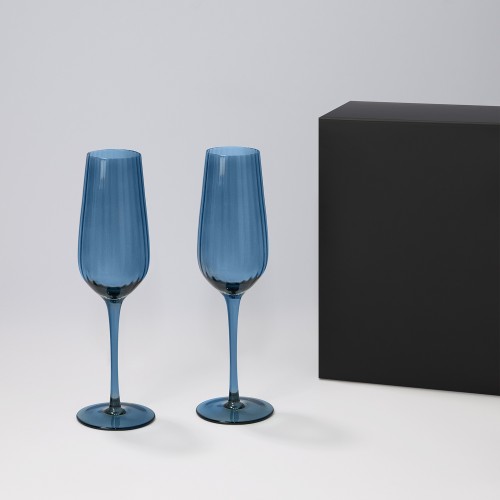 Подарочный набор 2 бокала для шампанского Тоскана (Toscana) в черной коробке