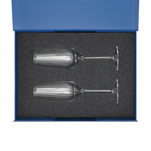 Подарочный набор 2 бокала для шампанского Бланш (Blanche) в  синей коробке