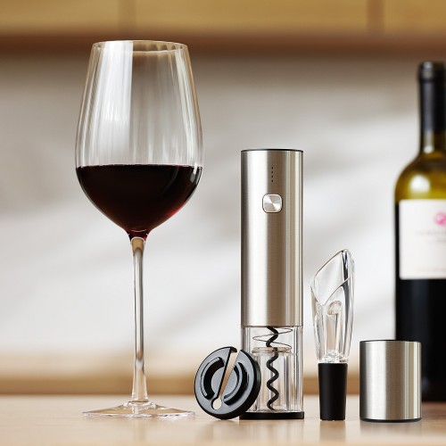 Набор для вина с электрическим штопором Винтаро (Vintaro), серебряный
