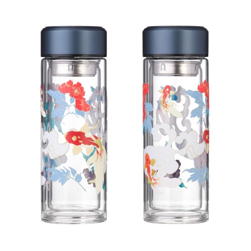 Бутылка стеклянная с двойными стенками Аравия (Aravia), синяя