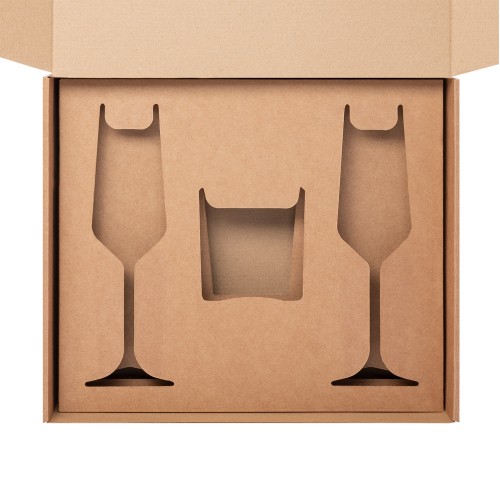 Доп. ложемент под свечу (арт. 73077)  + 2 бокала для шампанского в универсальную коробку (арт. 21006.020)