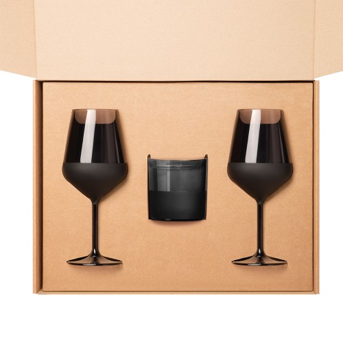 Доп. ложемент под свечу (арт. 73077) + 2 бокала для вина в большую универсальную коробку, крафт (арт. 21005.020)