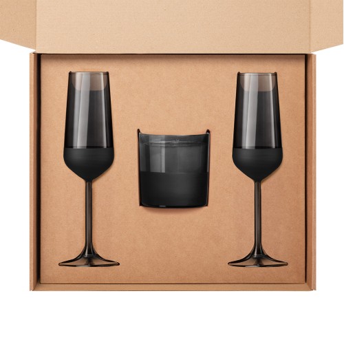 Доп. ложемент под свечу (арт. 73077)  + 2 бокала для шампанского в универсальную коробку (арт. 21006.020)