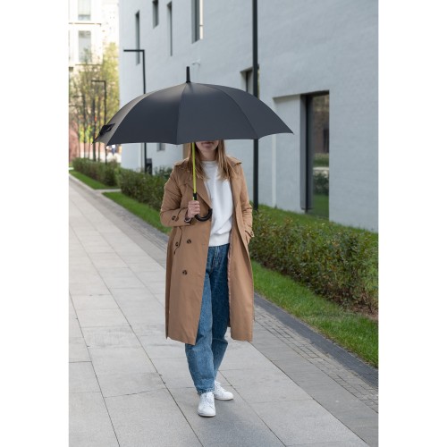 Зонт-трость Квантум (Quantum), черный/салатовый