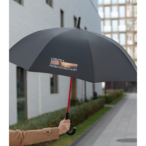 Зонт-трость Квантум (Quantum), черный/красный