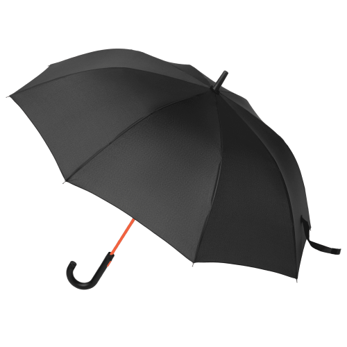 Зонт-трость Квантум (Quantum), черный/оранжевый