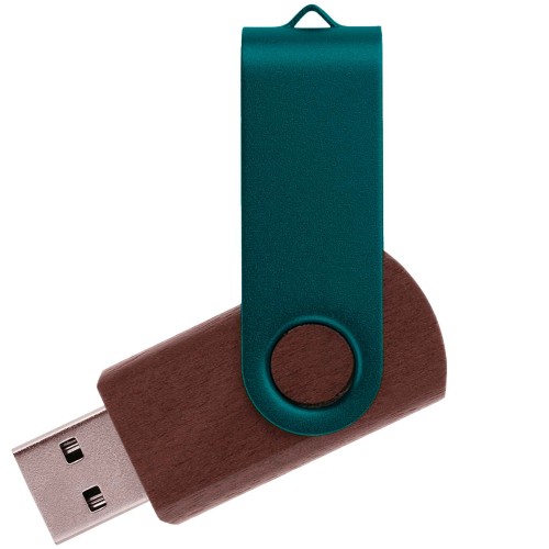 Флешка TWIST WOOD COLOR Темное дерево с зеленым 4014.32.02.64ГБ