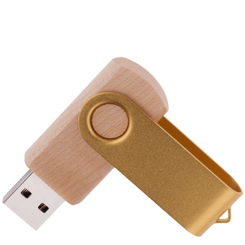 Флешка TWIST WOOD COLOR Светлое дерево с золотистым 4014.31.17.16ГБ3.0