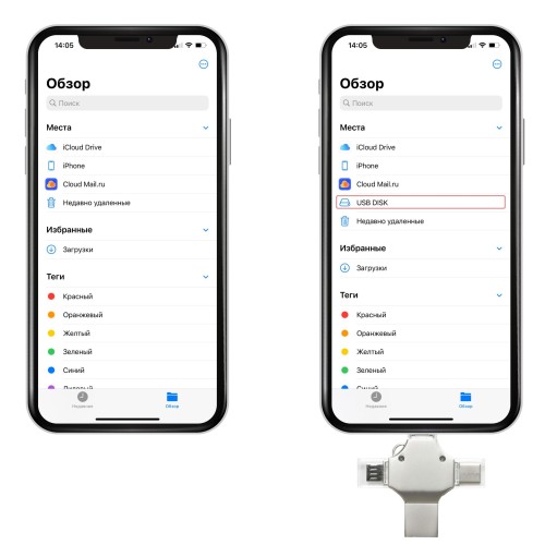Флешка XENON 4в1 Серебристая 4444.06.64ГБ3.0