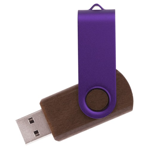 Флешка TWIST WOOD COLOR Темное дерево с фиолетовым 4014.32.11.32ГБ3.0