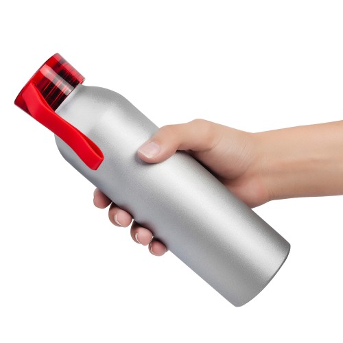 Бутылка для воды VIKING SILVER 650мл. Серебристая с красной крышкой 6141.03