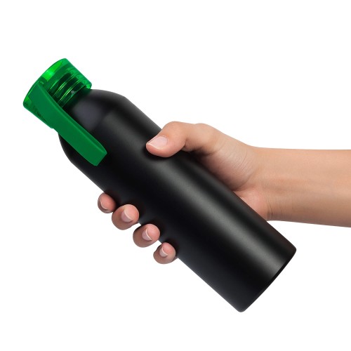 Бутылка для воды VIKING BLACK 650мл. Черная с зеленой крышкой 6142.02