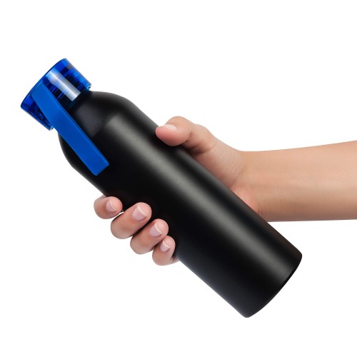 Бутылка для воды VIKING BLACK 650мл. Черная с синей крышкой 6142.01