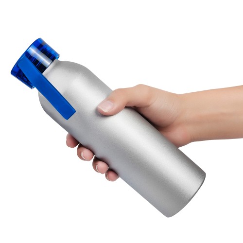 Бутылка для воды VIKING SILVER 650мл. Серебристая с синей крышкой 6141.01