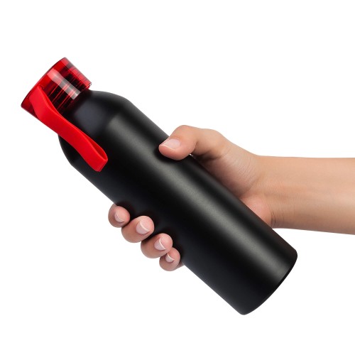 Бутылка для воды VIKING BLACK 650мл. Черная с красной крышкой 6142.03