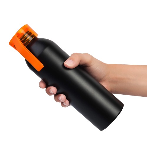 Бутылка для воды VIKING BLACK 650мл. Черная с оранжевой крышкой 6142.05