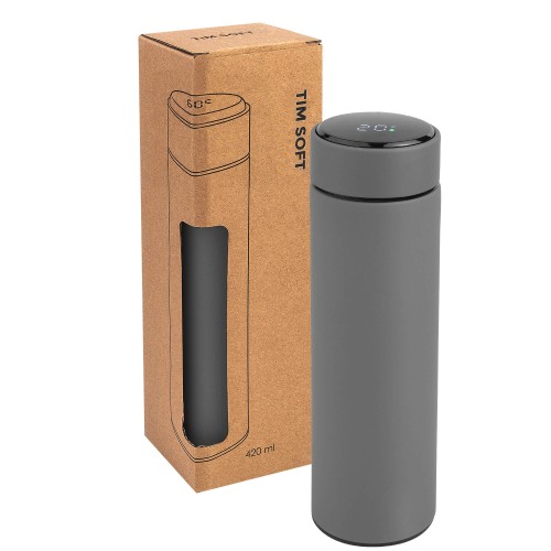 Термос TIM SOFT с индикатором температуры 420мл. Серый 6400.23