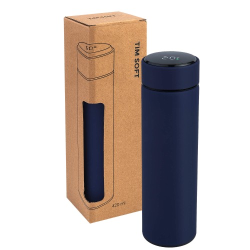 Термос TIM SOFT с индикатором температуры 420мл. Темно-синий 6400.14